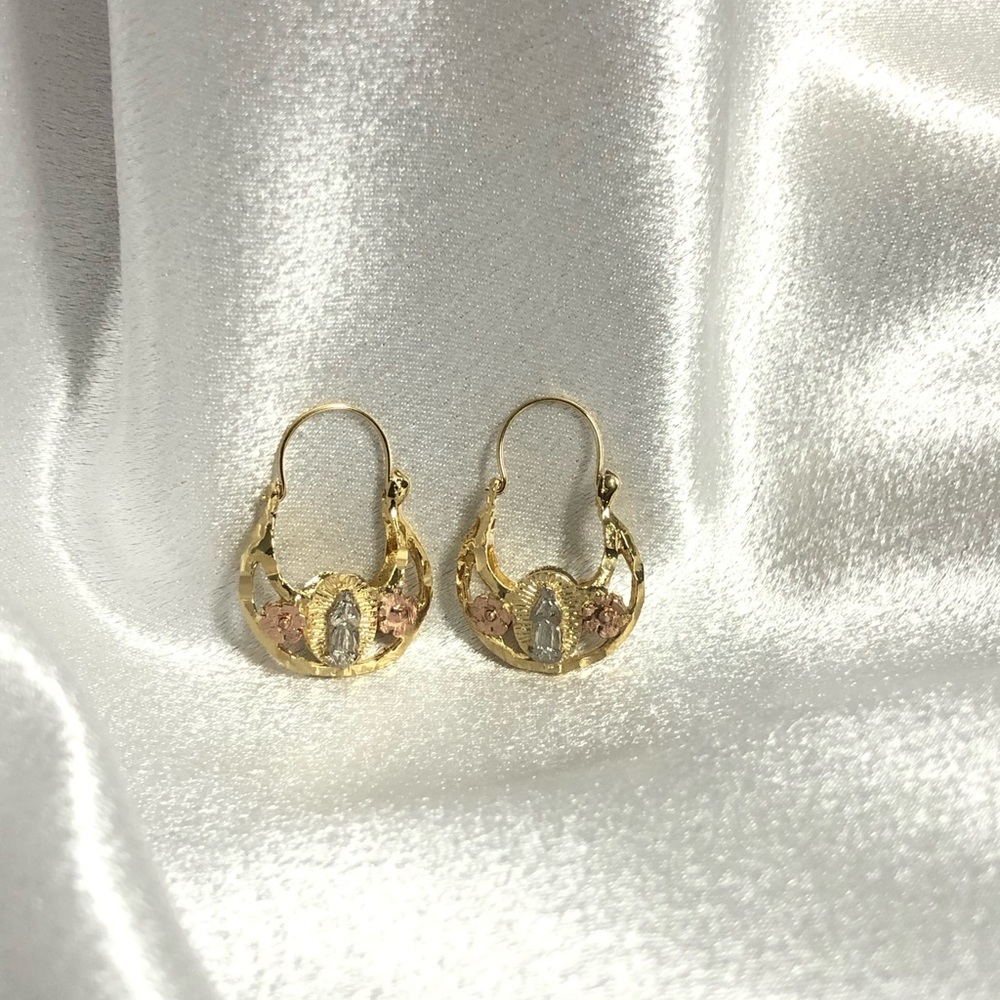 14k Gold Filled Virgin Guadalupe/Virgen Guadalupe Basket Earrings - Picture 14 of 15
